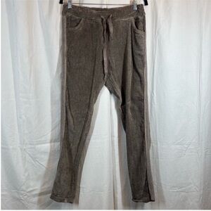 brand bazar corduroy ribbed drawstring skinny joggers jeweled ribbon side